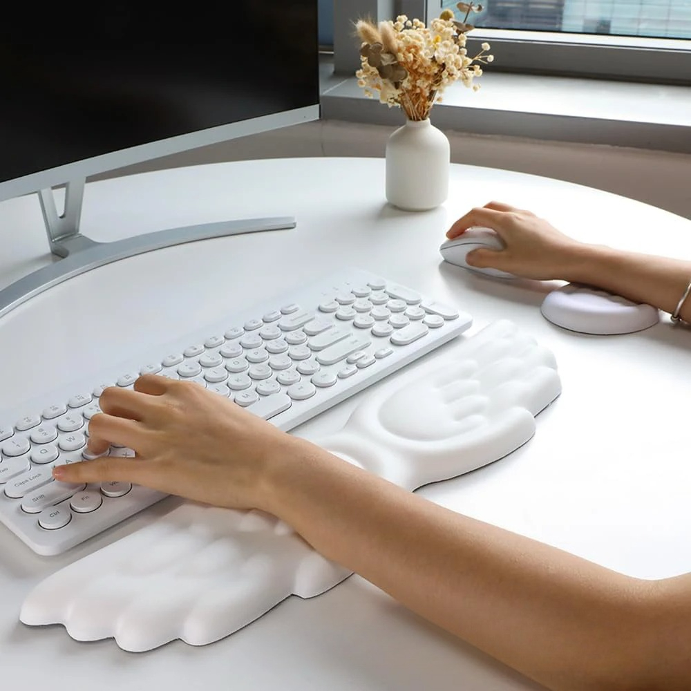 Gaming Keyboard Mouse Set - Mousepad Ergonomic Angel Keyboard Wrist Rest