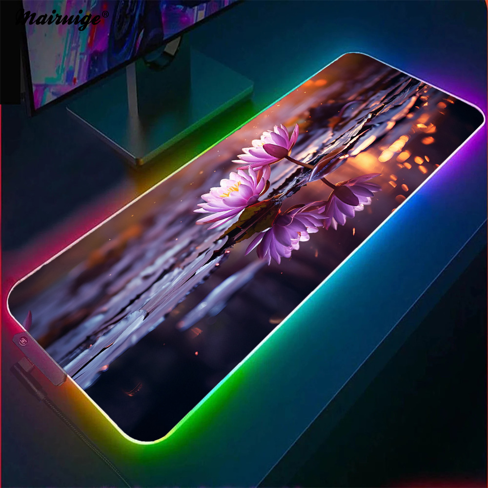 Gaming Keyboard Mouse Set - Table Mats Lotus Playmat Set Up
