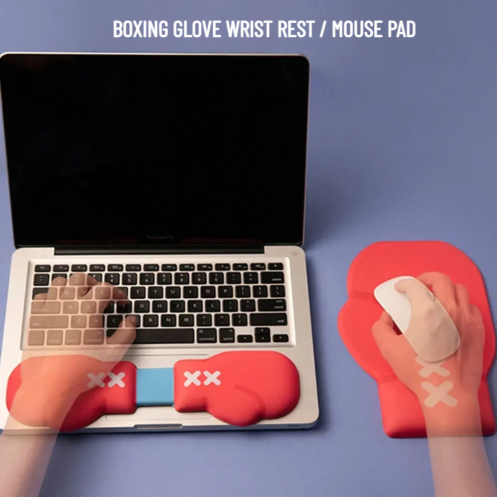 Gaming Keyboard Mouse Set - Boxing Glove Mouse Pad Wrist Rest