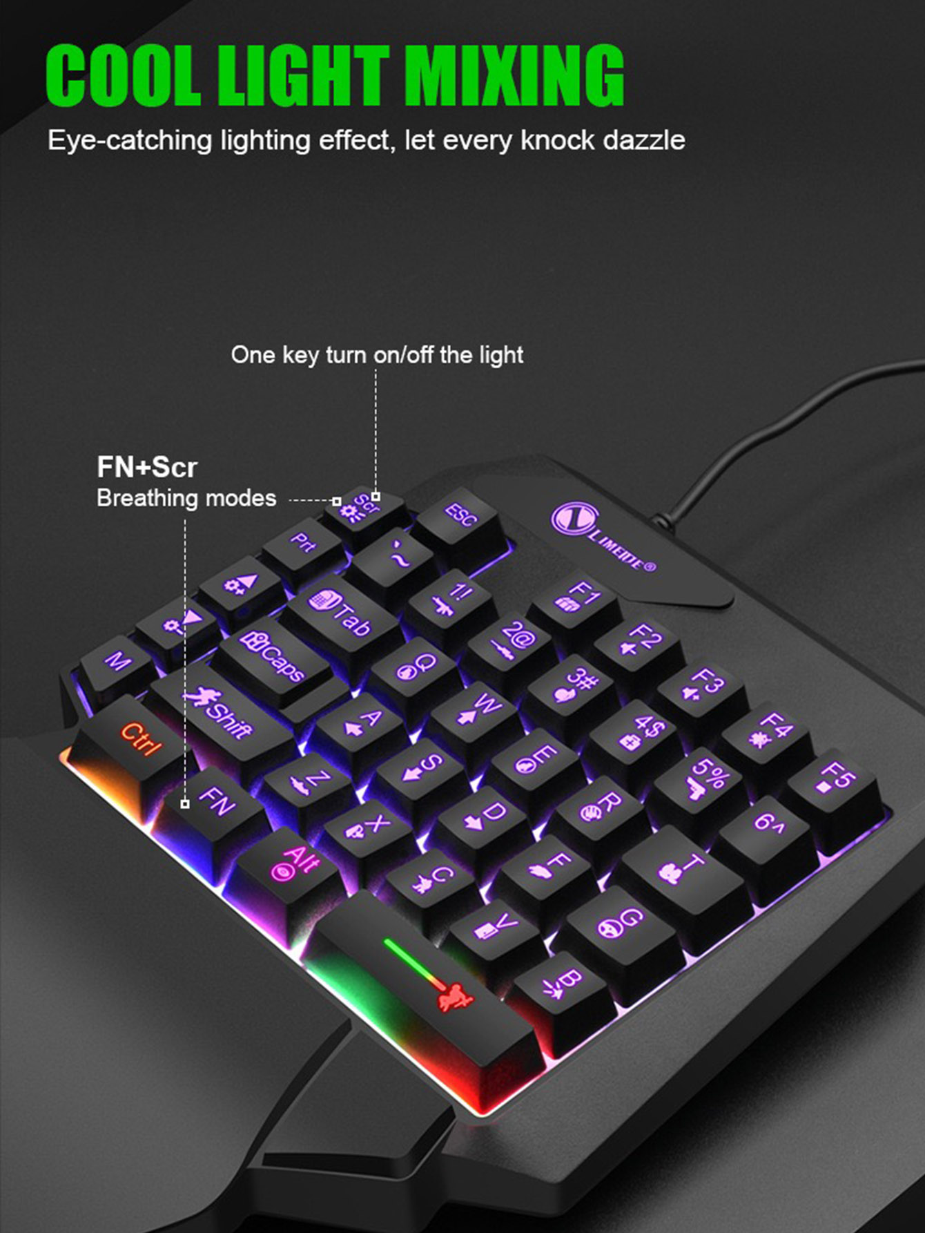 Mechanical One-Handed Light Ga - огляд і ціна Gaming Keyboard And Mouse For Xbox