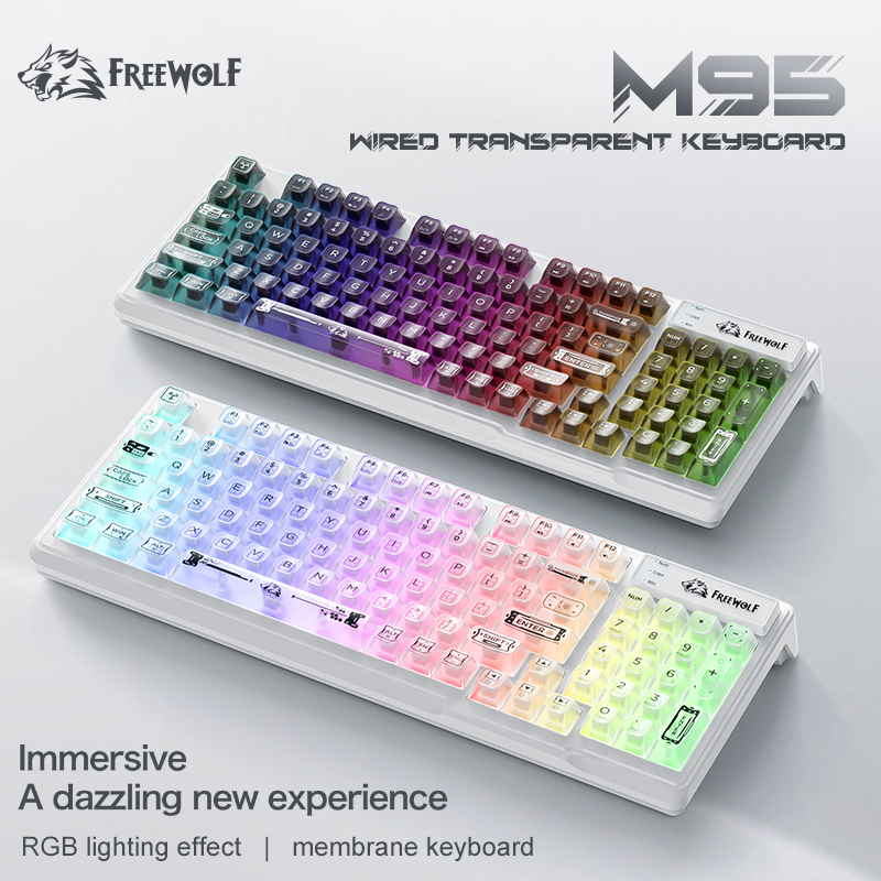 98% Compact Layout Wired RGB S - огляд і ціна Keyboard Gaming Transparent