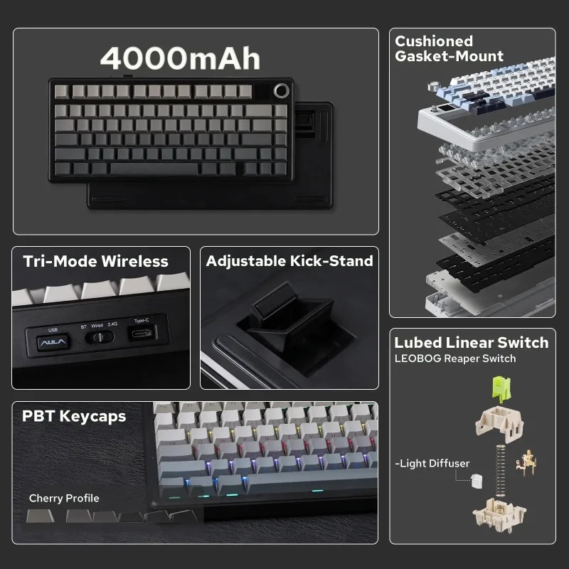 AULA F75 Max Mechanical Keyboa - огляд і ціна Gaming Keyboard Wireless