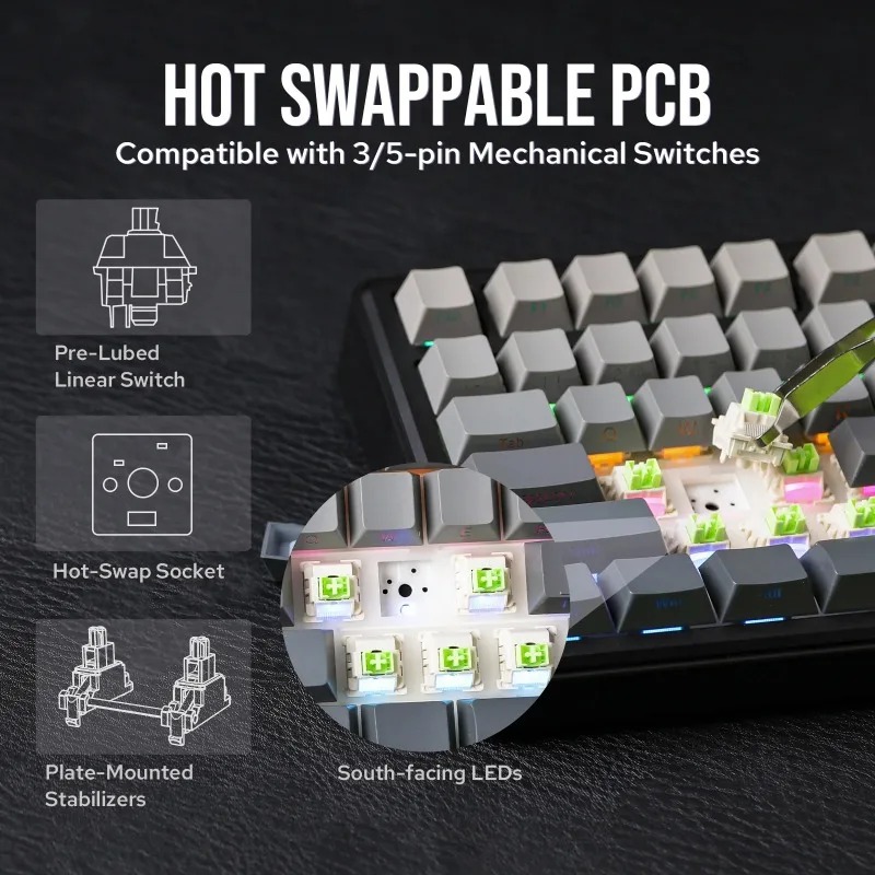 AULA F75 Max Mechanical Keyboa - огляд і ціна Gaming Keyboard Wireless