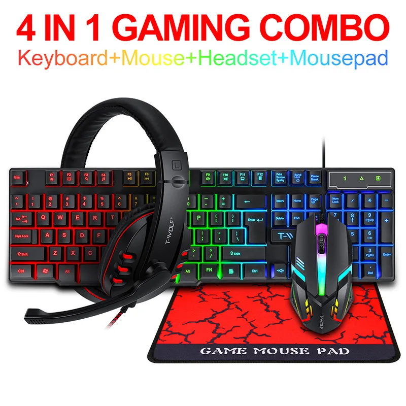 T-WOLF Game Four Piece TF800 I - огляд і ціна Gaming Keyboard Mouse Set