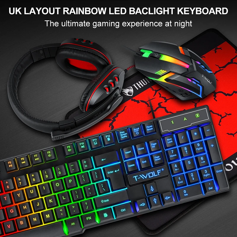 T-WOLF Game Four Piece TF800 I - огляд і ціна Gaming Keyboard Mouse Set
