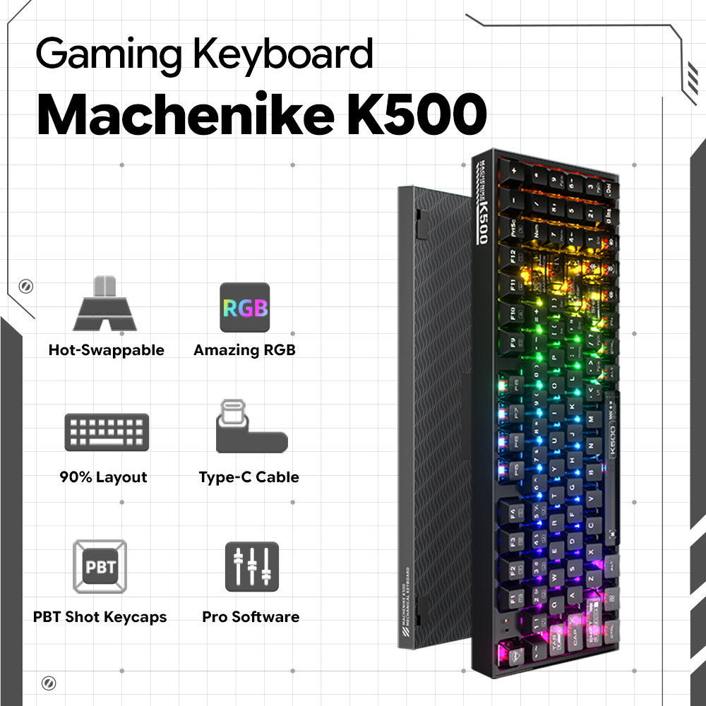 Machenike K500-B94 V2 Wired Me - огляд і ціна Keyboard Gaming Transparent