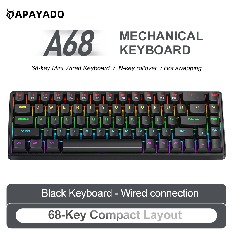 APAYADO A68 Wired Mechanical K - огляд і ціна Gaming Keyboard Bundle